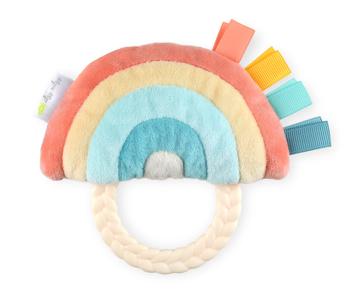 RainbowRitzy Rattle Pal™ | Plush Rattle with Silicone Teething Ring