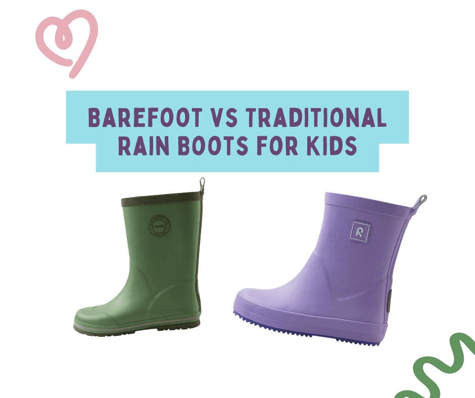 Barefoot vs Traditional Rain Boots for Kids: Reima Ankka vs Taika - Nest and Sprout