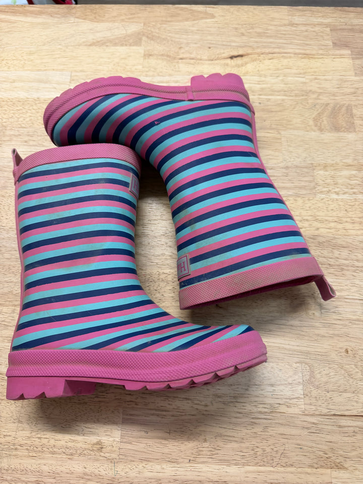 Hatley Pink & Navy Stripe Rain Boot – 13 | Light Wear