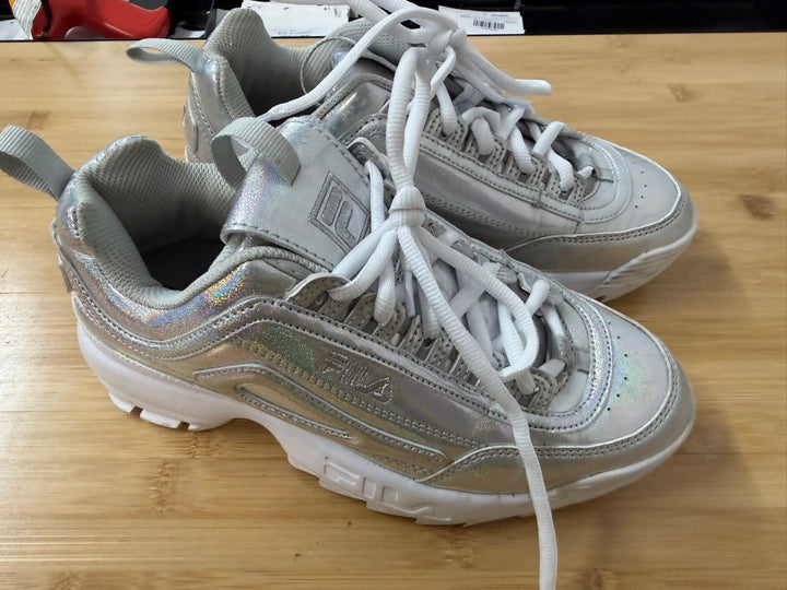 Fila Silver Sparkle Sneakers – EU 38.5 | Tie Laces Minimal Wear