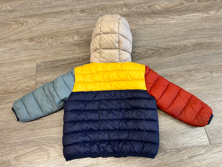 George Recycled Fill Colourblock Puffer Jacket Navy Yellow Orange | Size 3T