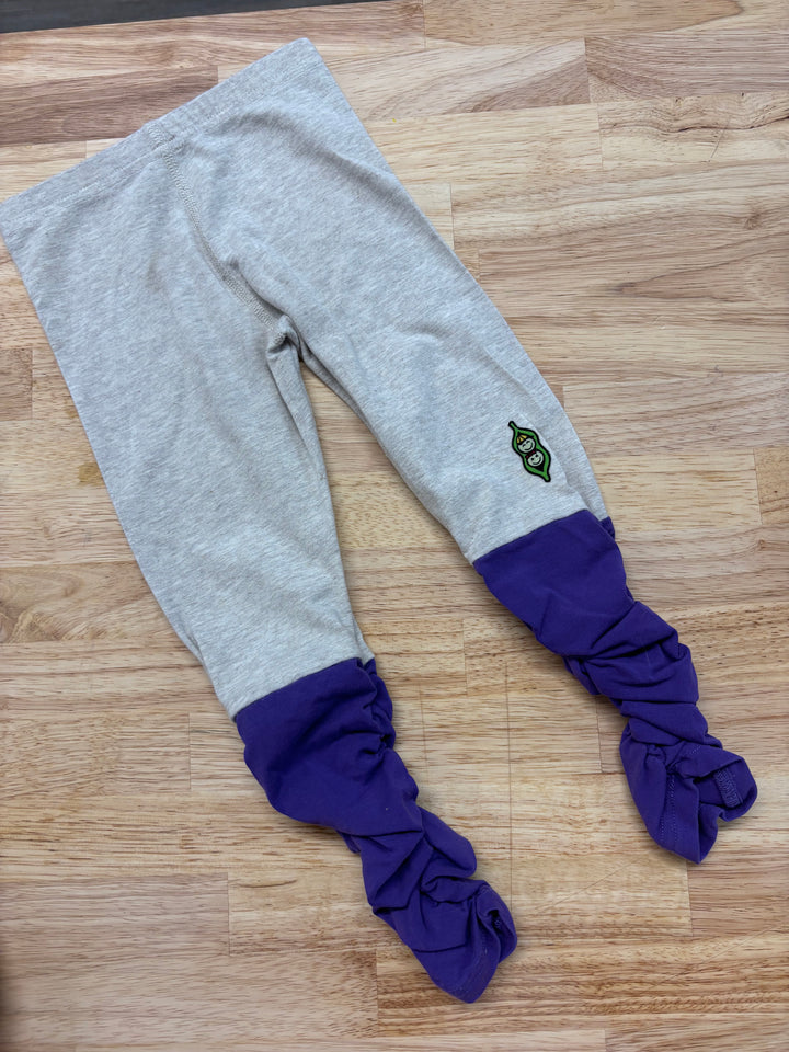 Peekaboo Beans Spirit Leggings (Size 3, Oatmeal and Purple)