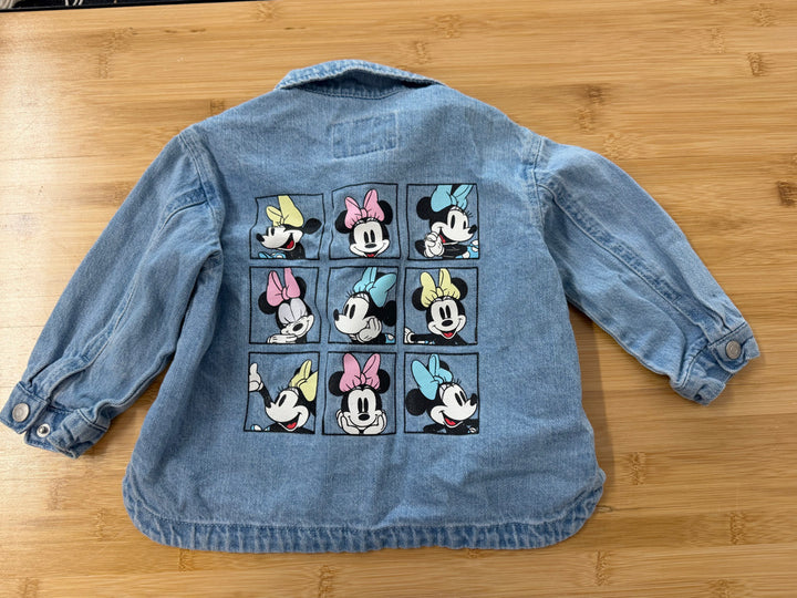 Zara Disney Snap-Up Denim Jacket – 12–18M | Minnie Mouse Back