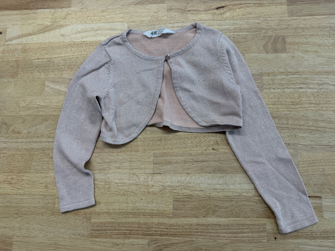 H&M Sparkle Cardigan – 6–7Y | Light Pink Silver