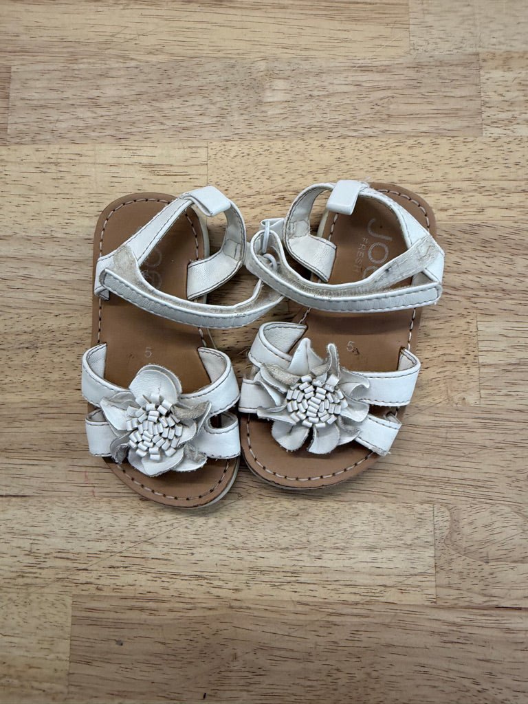 Joe Fresh Sandals – 5 | White Floral Strap Velcro - Nest and Sprout - Consignment