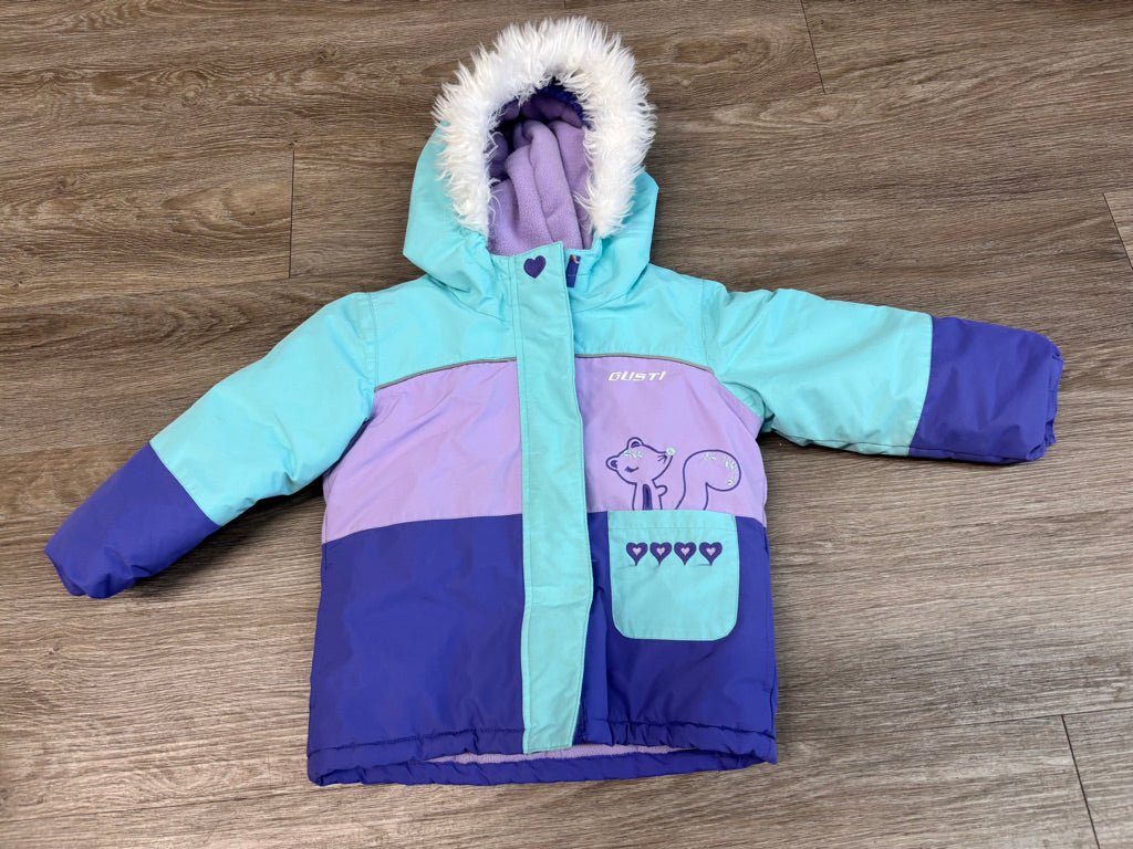 Gusti Light Blue Purple Winter Jacket Faux Fur Hood | Size 2T - Nest and Sprout-Consignment