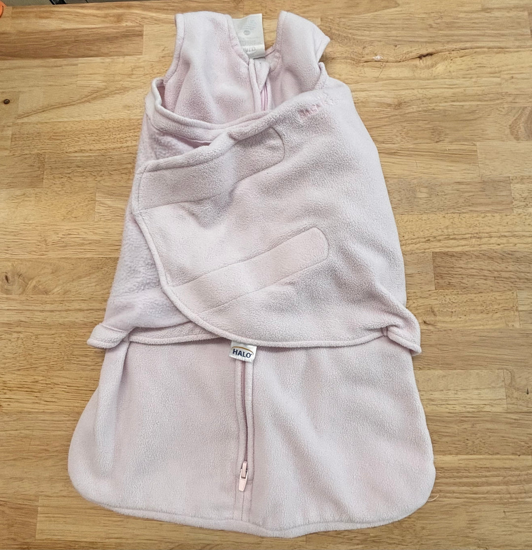 HALO Fleece Swaddle Sleep Sack (0–3M, Pink – Fair Condition)