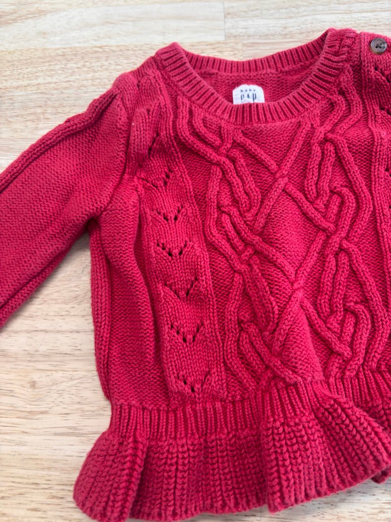 Gap Red Ruffle Sweater – 12-18M - Nest and Sprout-Consignment