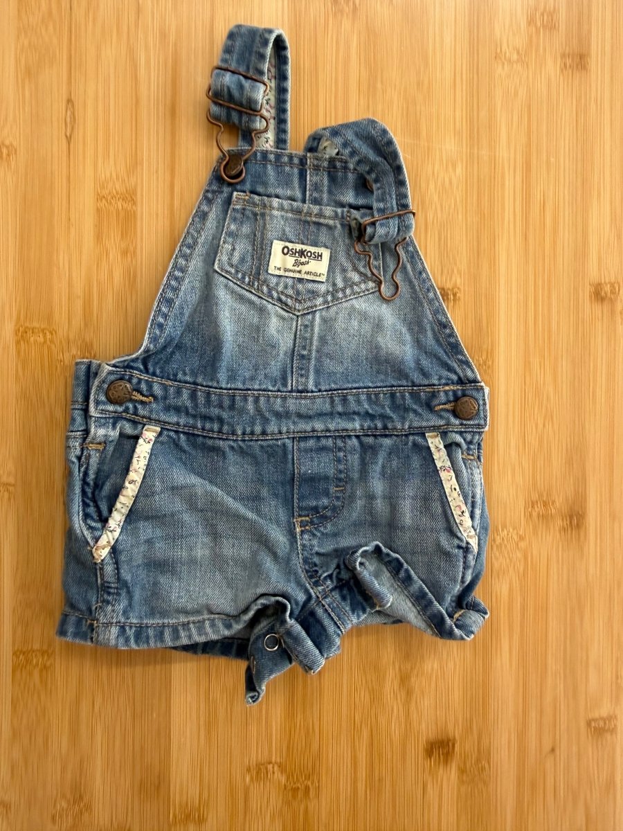 OshKosh Denim Overalls – 6 Months | Short | Girl Fit | Light-Medium Wash - Nest and Sprout-Consignment