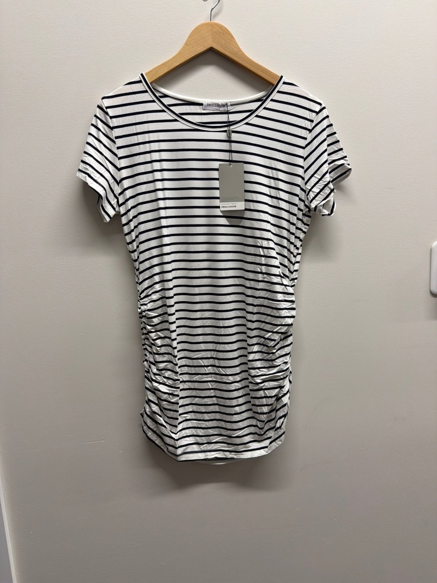 Smallshow Maternity Shirt – S | White & Navy NWT - Nest and Sprout - Consignment