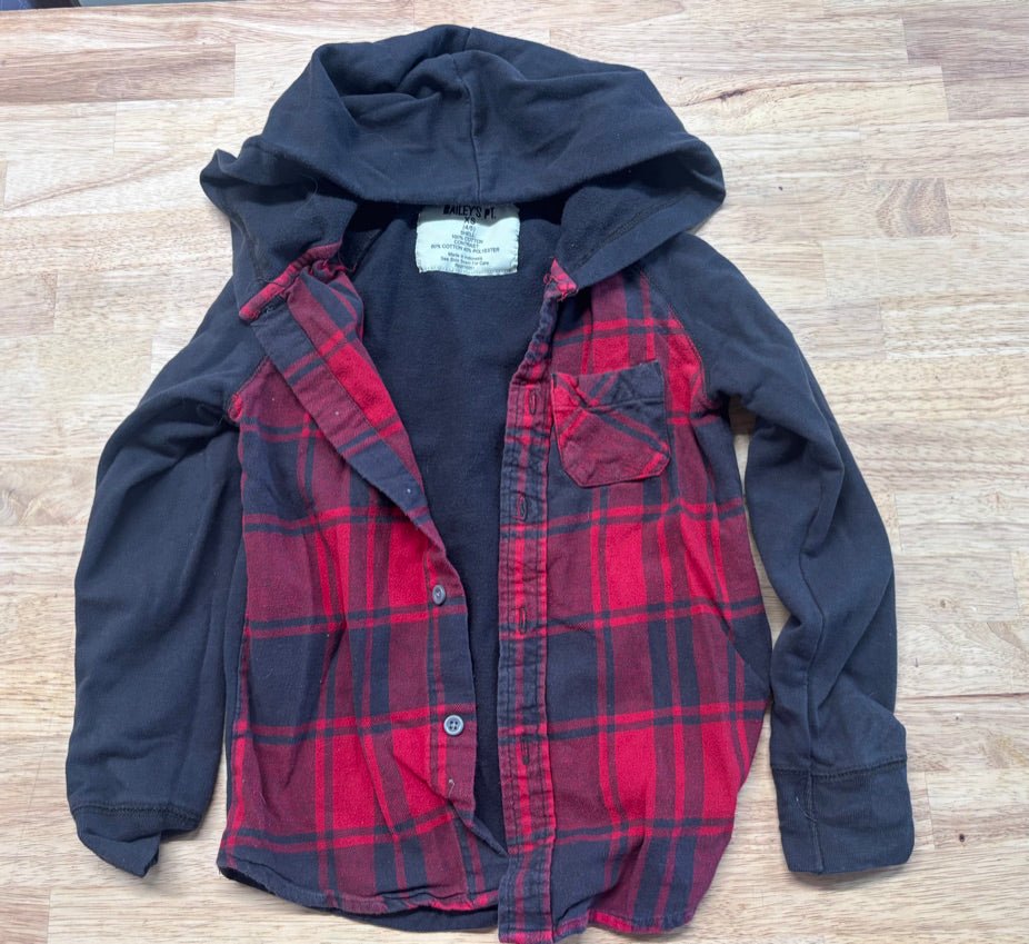 Bailey’s PT XS 4/5 Plaid Hooded Jersey Button - Up - Nest and Sprout - Consignment