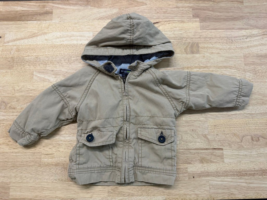 Genuine Kids from OshKosh Jacket – 12M | Light Brown Blue Horizontal Print 2011–12 - Nest and Sprout-Consignment