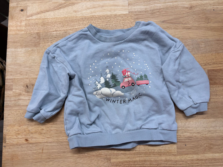 H&M Sweatshirt – Size 12-18M Winter Magic Car Graphic IMPERFECT