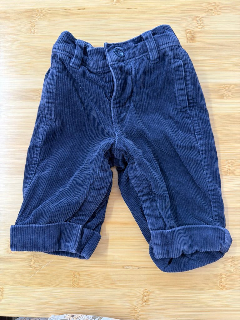 Gap Corduroy Pants – 3–6M | Navy Lined Button - Nest and Sprout - Consignment