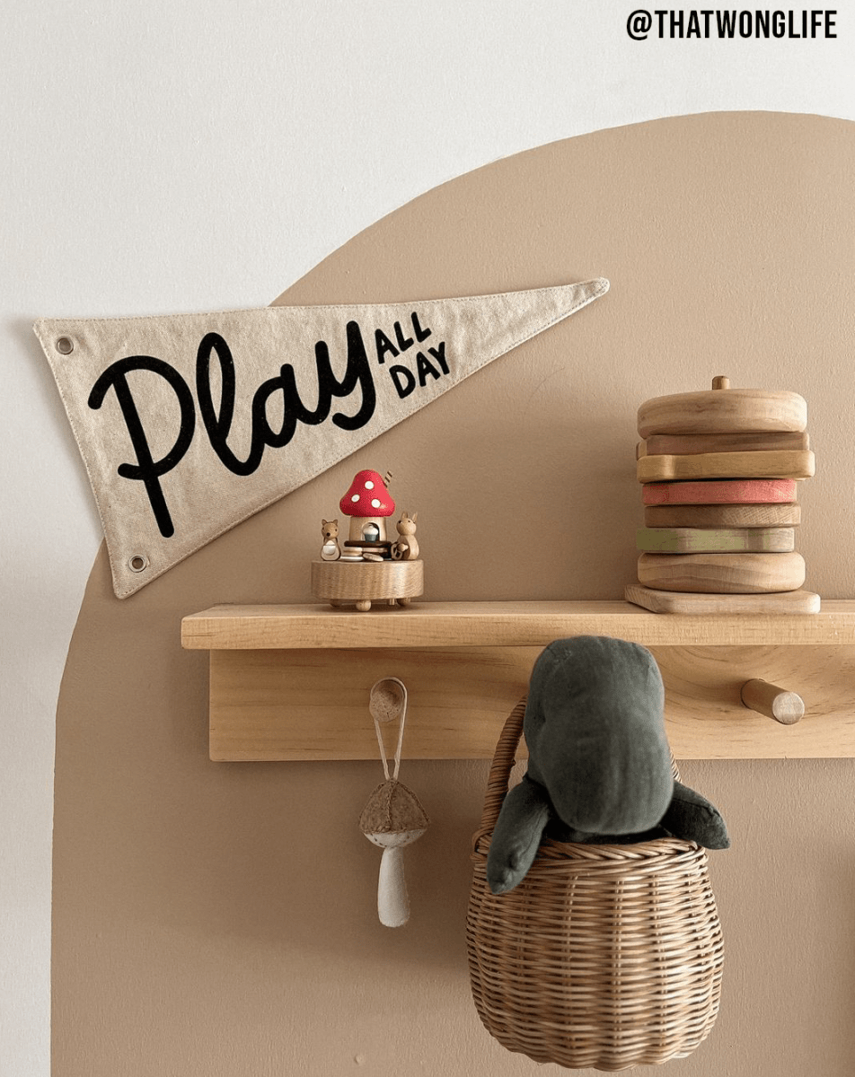 Play All Day Canvas Pennant Flag - Kids Playroom Decor - Nest and Sprout - Cherrypick