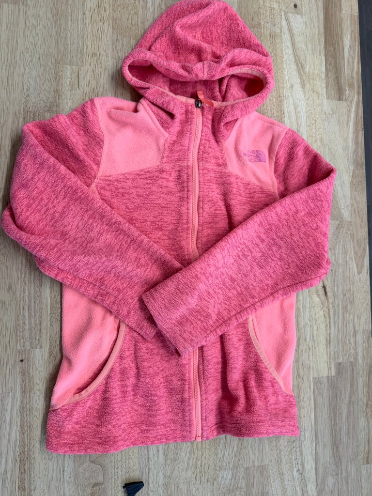The North Face Peachy Orange Fleece Zip-Up – M (10/12Y) | Girls Lightweight - Nest and Sprout-Consignment