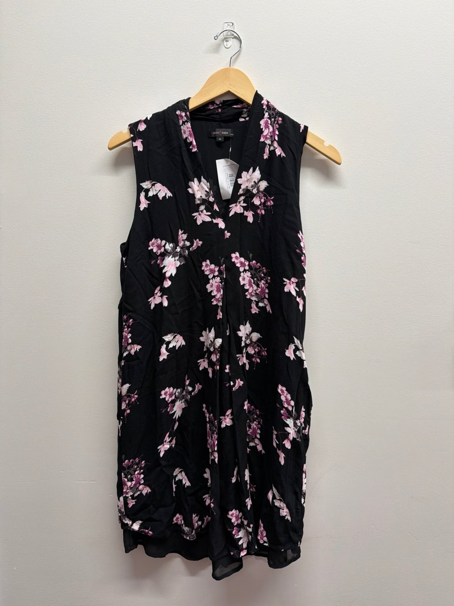 Stork & Babe Floral Dress Black Purple | Size S - Nest and Sprout - Consignment