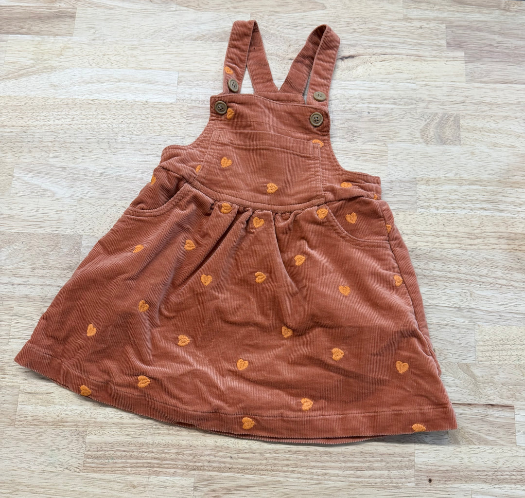 Rise Little Earthling Corduroy Romper – 12–18M | Orange Embroidered Heart