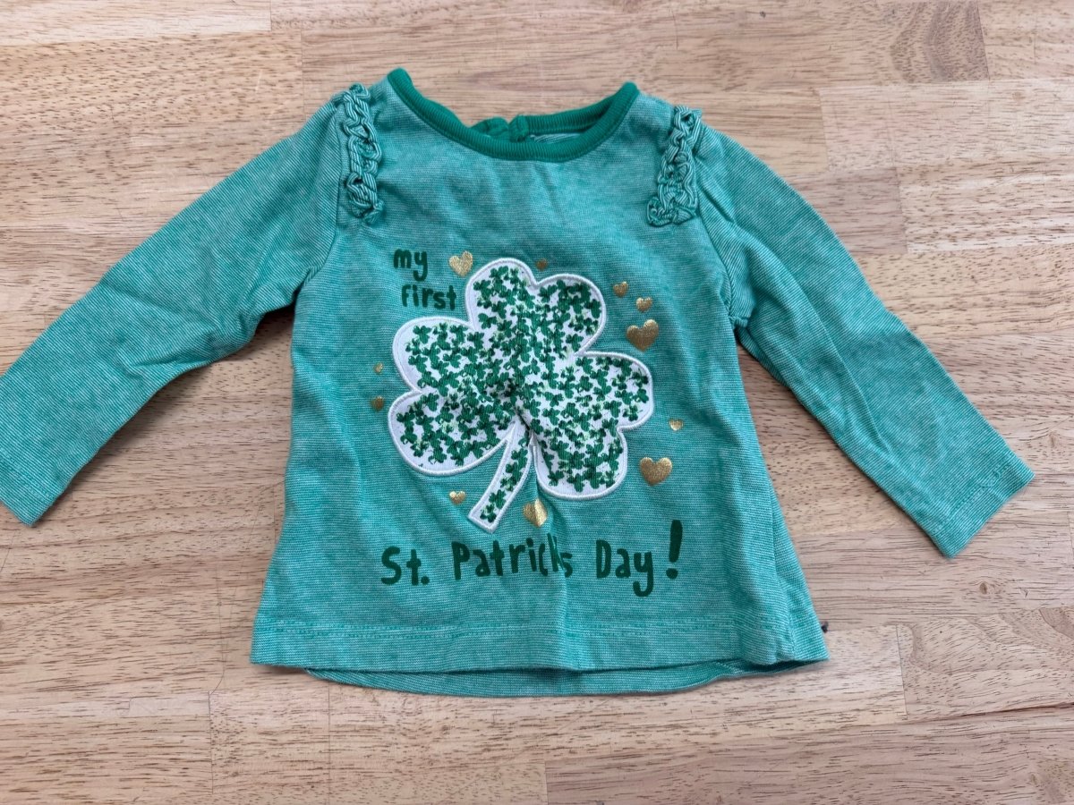 St Bernard My First St Patrick's Day Shirt – 3–6M | Long Sleeve | Holiday - Nest and Sprout-Consignment