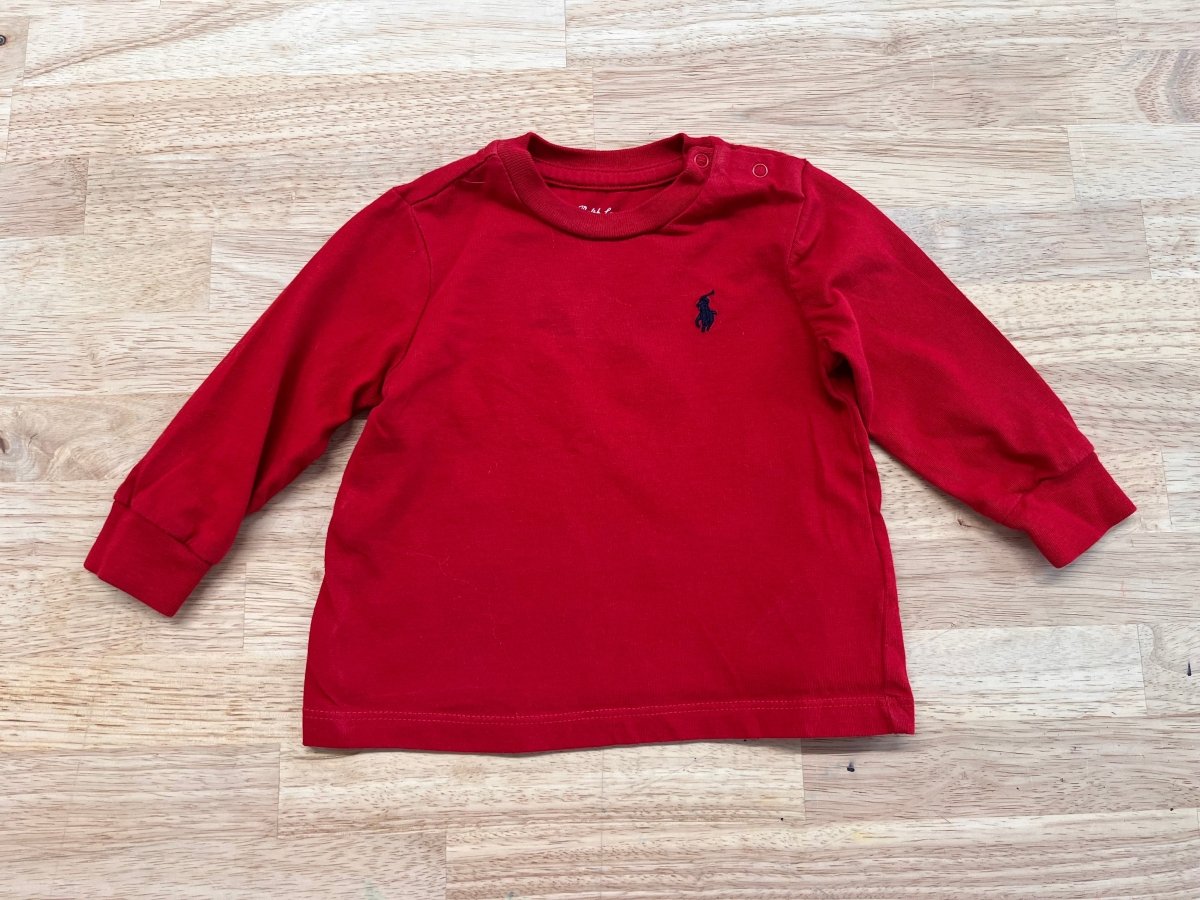 Ralph Lauren 6 Month Long Sleeve Shirt – Red - Nest and Sprout - Consignment