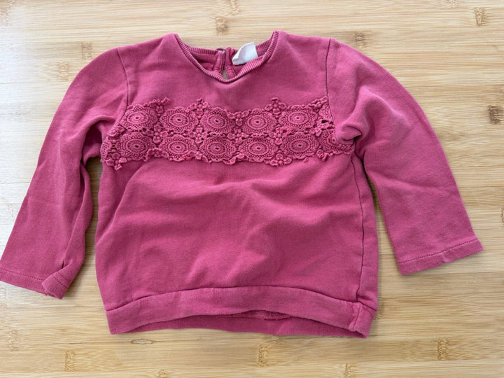 Zara Baby Girl Salmon Crochet Detail Sweatshirt – 18–24M | Play - Nest and Sprout-Consignment