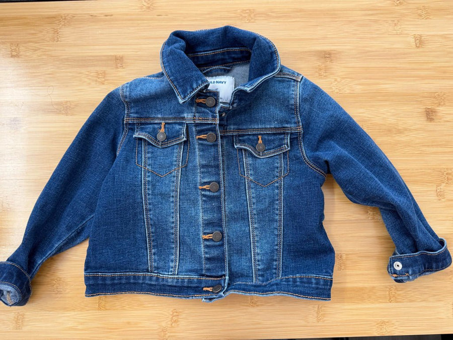 Old Navy Denim Jacket – 4 | Medium Dark Wash Snap-Up - Nest and Sprout-Consignment
