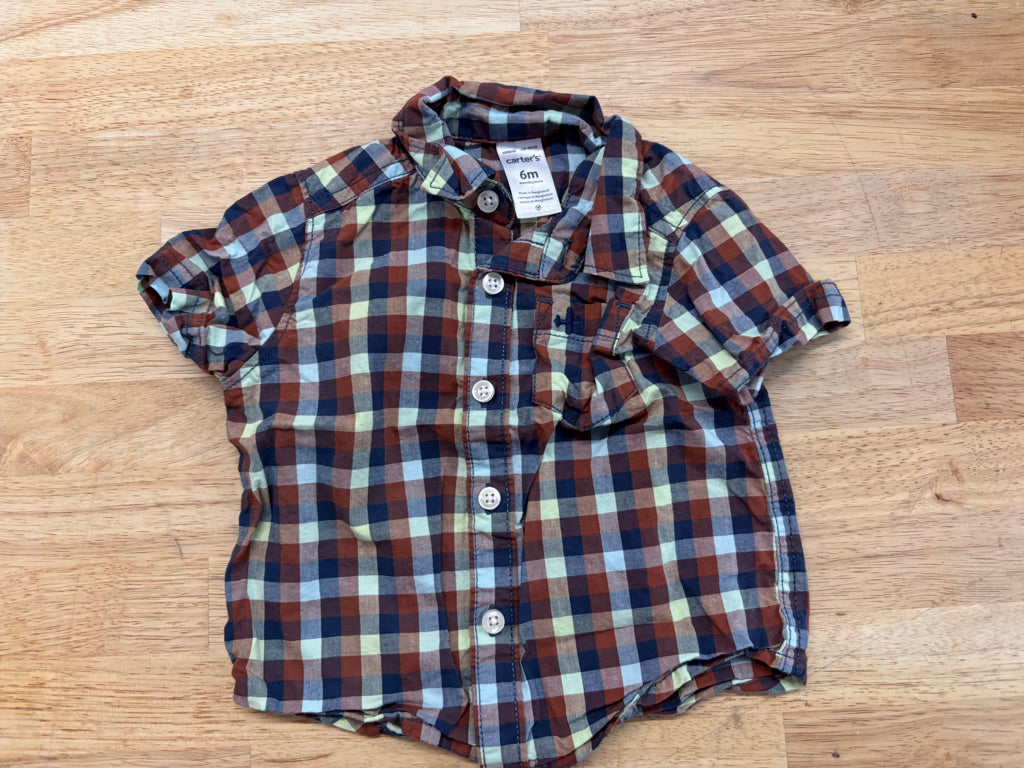 Carters Plaid Shirt – Size 6M (Blue/Green/Brown)