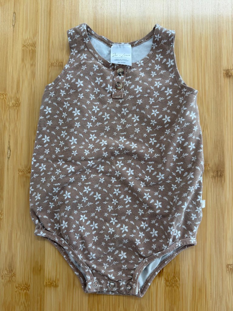 Jax & Lennon Bubble Romper – 18–24M | Brown Ditsy Floral
