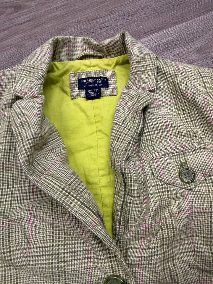 American Eagle Outfitters Plaid – XS | Green | Hot Pink Stripe