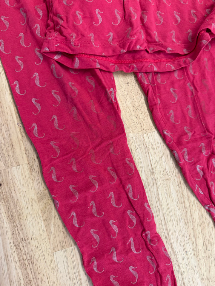 Kickee Pants Seahorse Two-Piece PJ Set – 10) | Rosehip Pink Bamboo