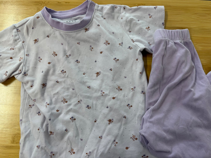 Norsu Organic Cotton Sleep Set – 5/6 | Purple Floral Top & Solid Bottoms
