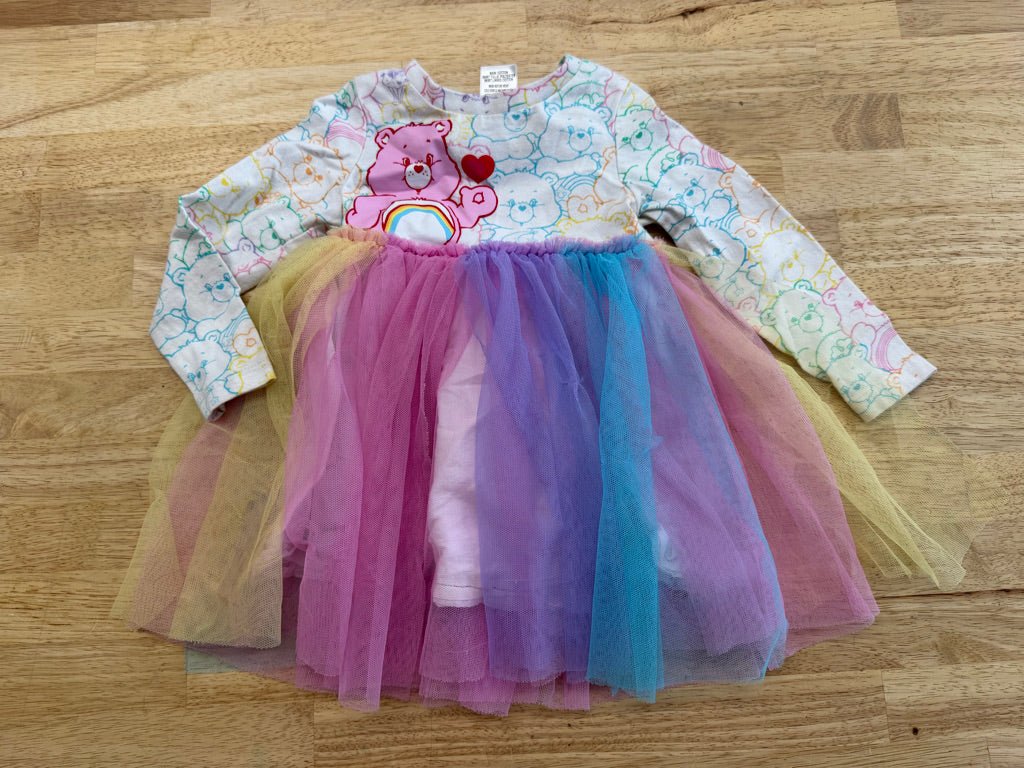 Care Bears Dress – Size 1 | Tulle Skirt, Long Sleeve, Australian Import - Nest and Sprout - Consignment