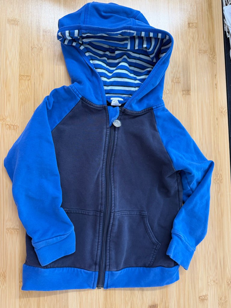Peekaboo Beans Colourblock Zip-Up Hoodie – 4 | Navy & Royal Blue - Nest and Sprout-Consignment