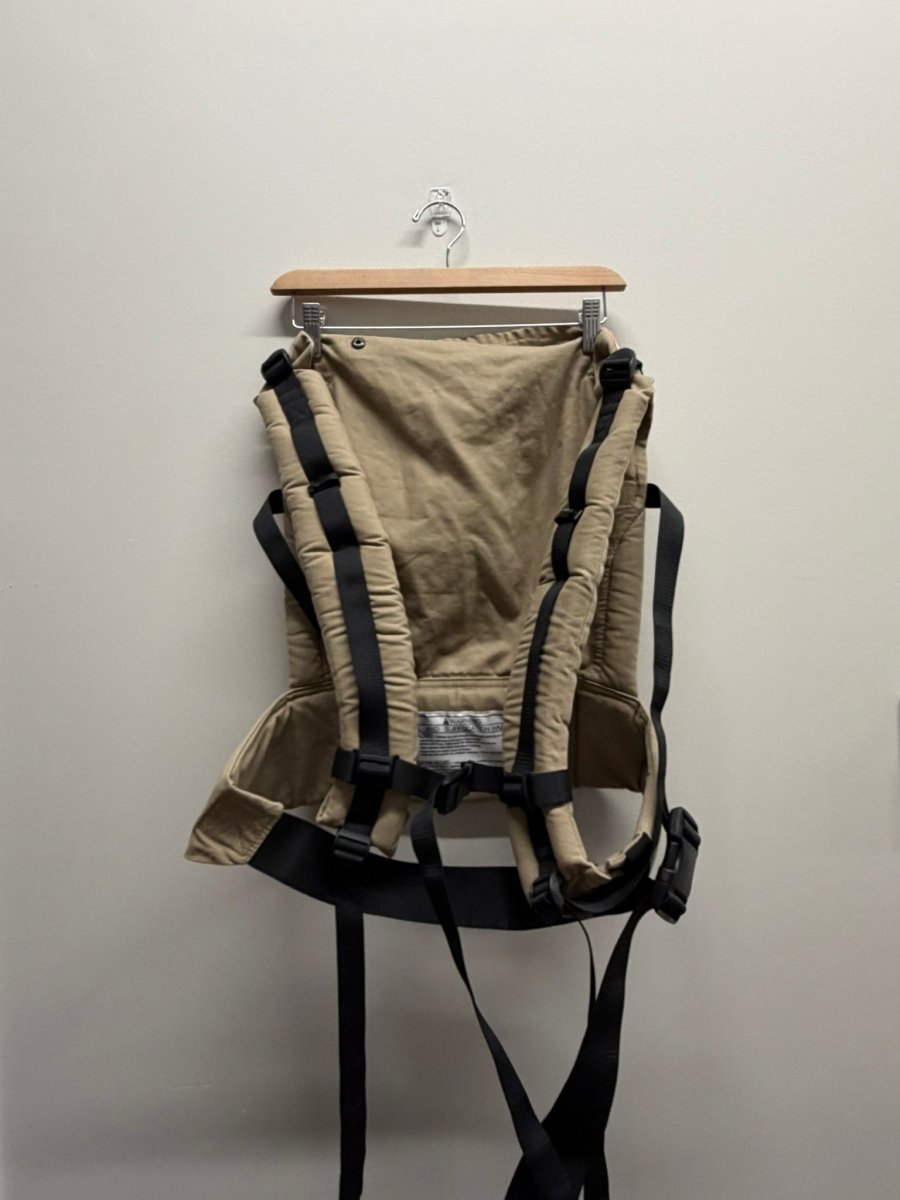 Tula Standard Structured Carrier – One Size | Cream Orange Hatch Print Light Brown Belt 2015 - Nest and Sprout-Consignment