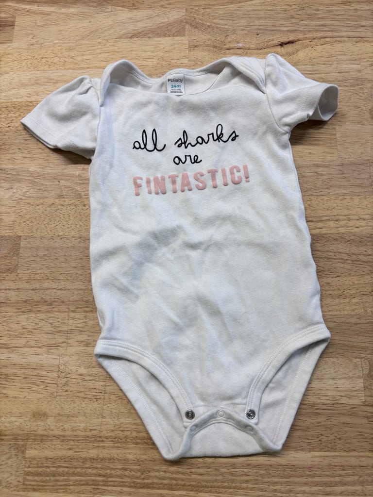PL Baby 24M “All Sharks Are Fantastic” Onesie - Nest and Sprout - Consignment