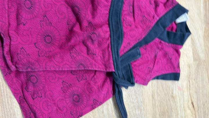 Tea Collection Fuchsia & Charcoal Wrap Tie Dress – 18–24M | Play - Nest and Sprout-Consignment