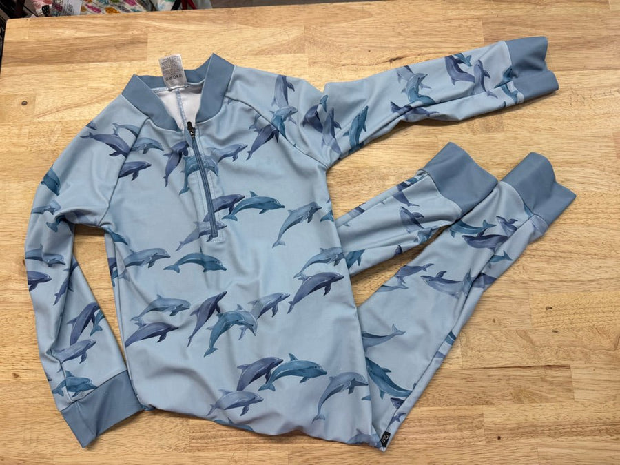 Honeysuckle Swim Rash Guard – 5 | Whale and Dolphin Print - Nest and Sprout-Consignment