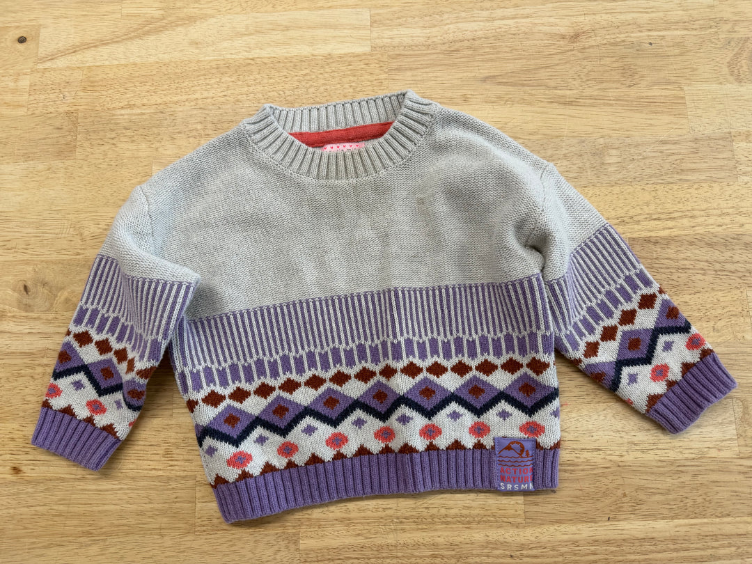 Souris Mini Knit Sweater – 12–18M | Purple & Grey
