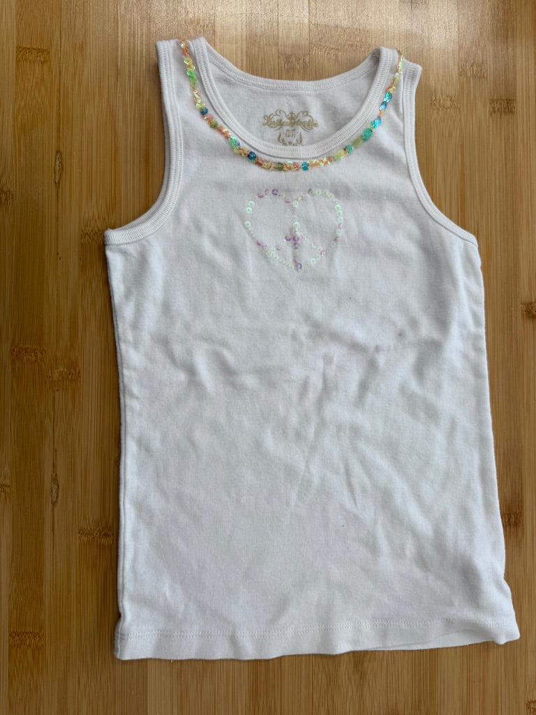 Lullahbelle by Please Mum Tank Top – 6–7Y | Sequin Peace Sign 100% Cotton