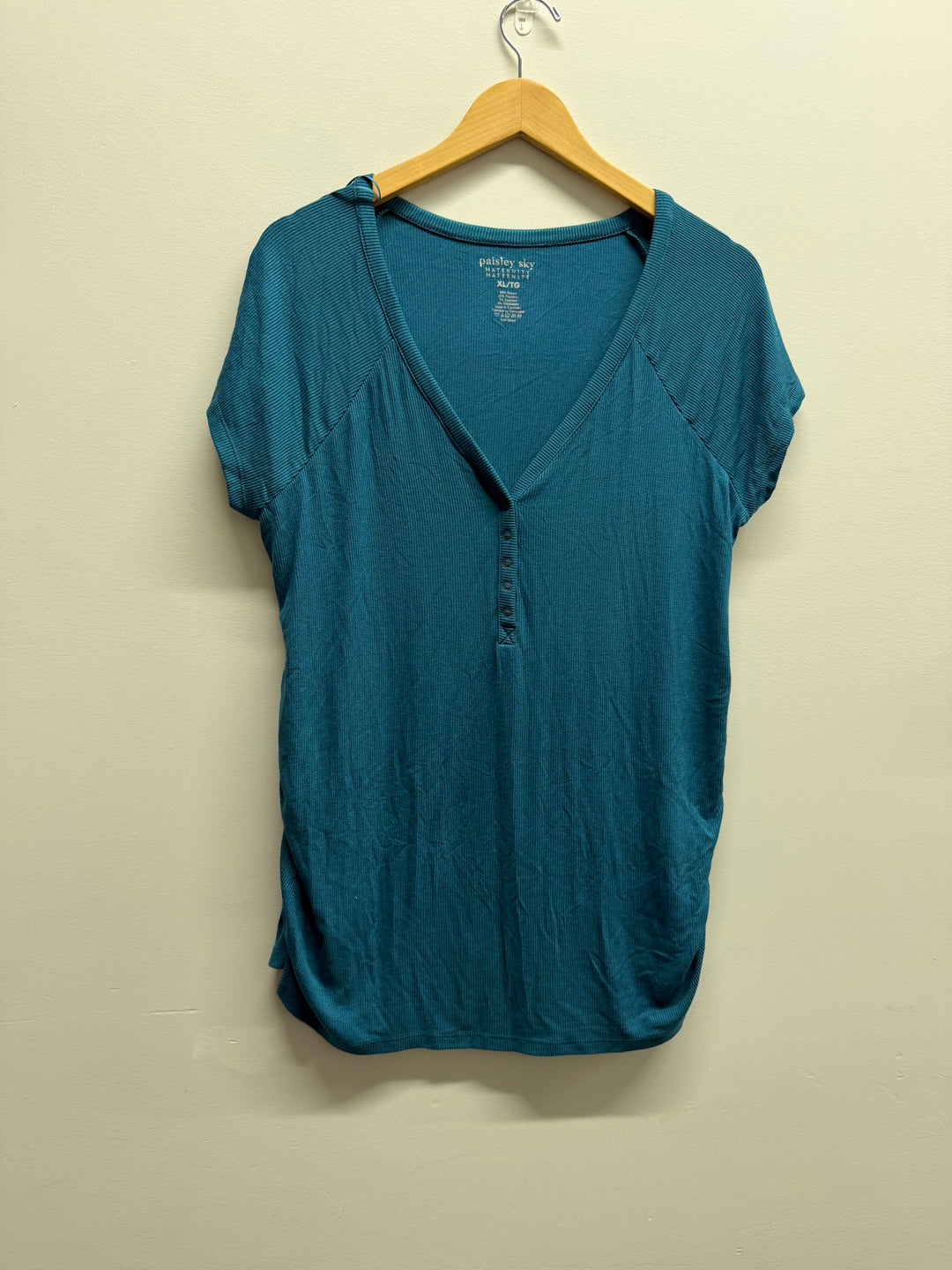 Paisley Sky Maternity and Nursing Snap Down Top – XL | Ribbed Turquoise