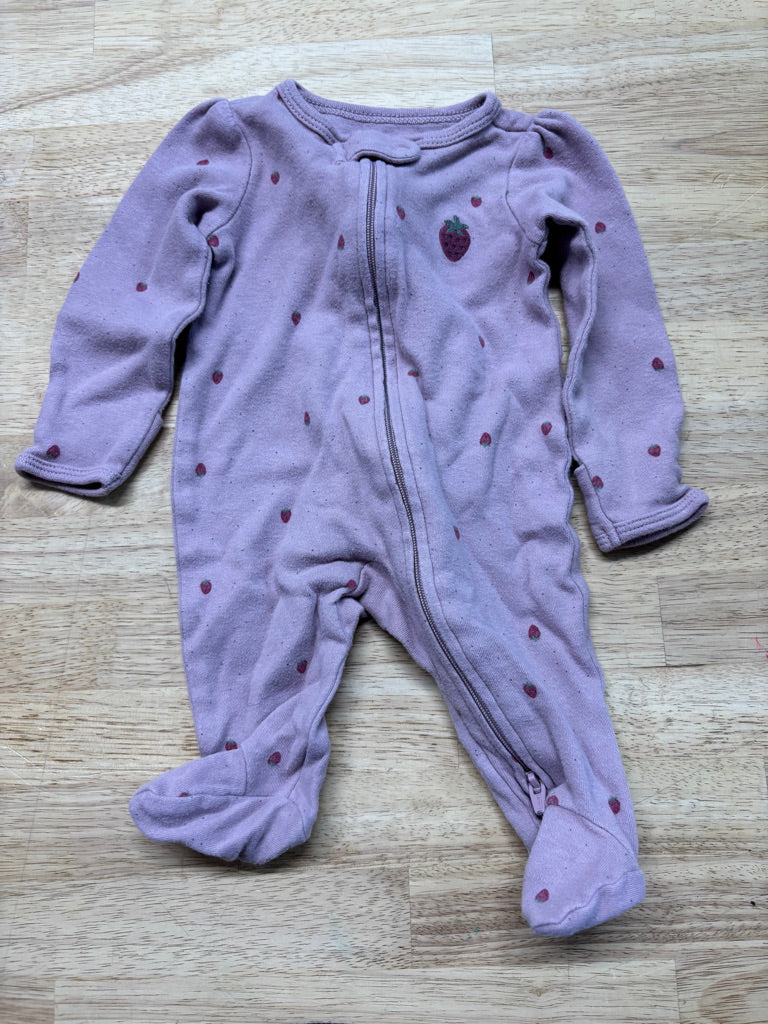 Carter’s Strawberry Print Footed Sleeper – Purple | Newborn