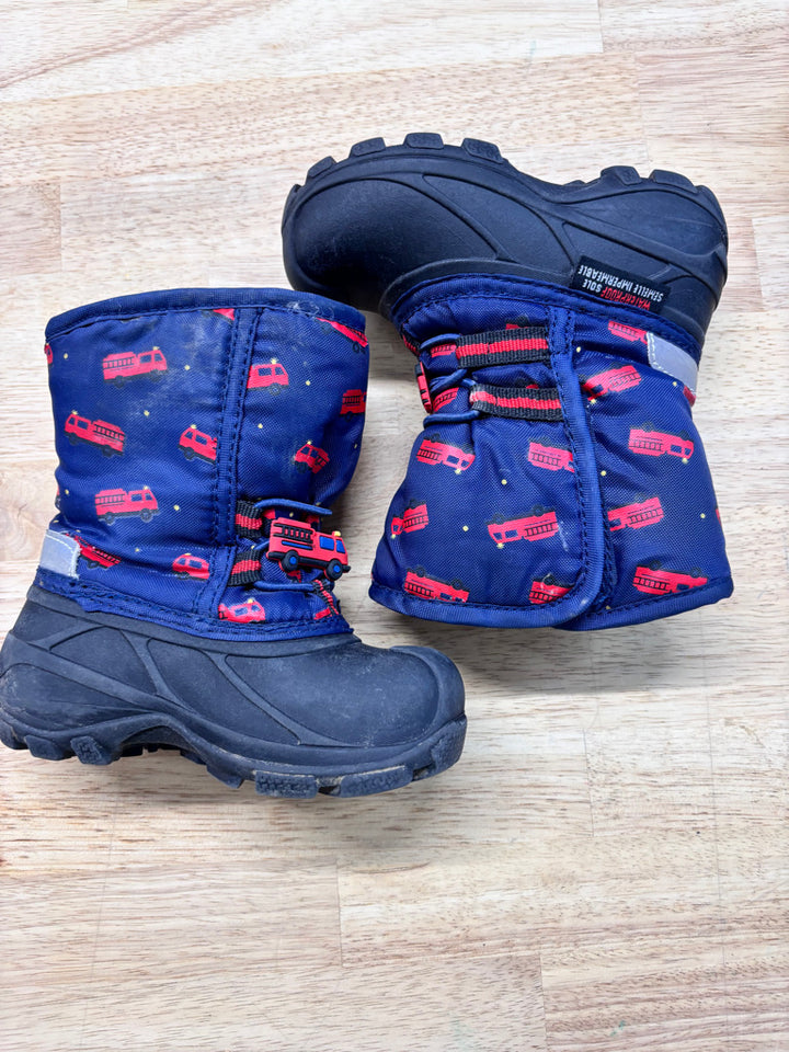Size 7 Fire Truck Galosh-Style Snow Boots