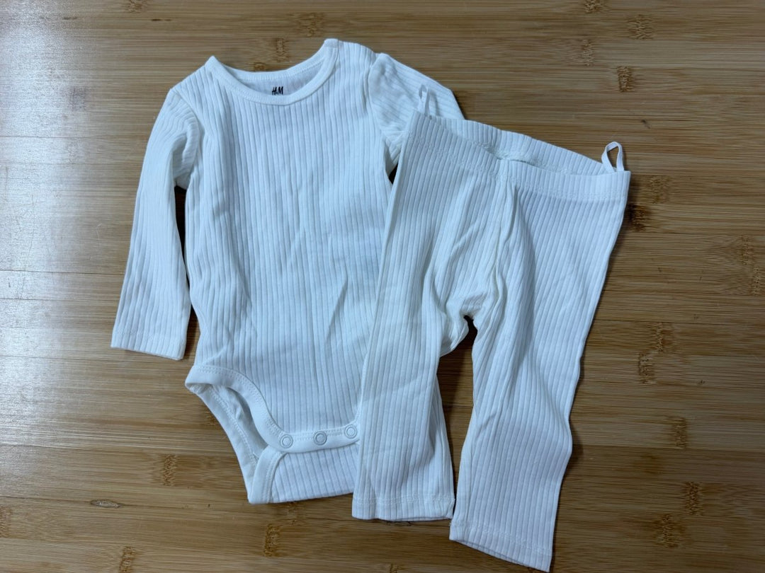 H&M Outfit Set – 3 Months | White Ribbed - Nest and Sprout-Consignment