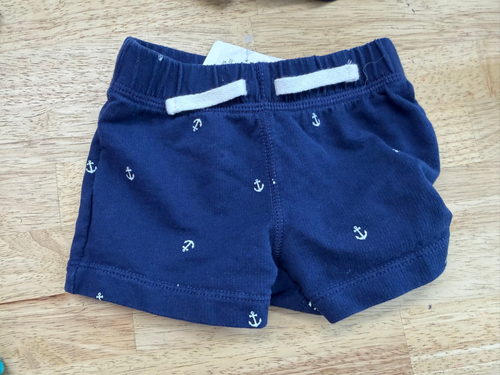 Carter's Jersey Shorts – 3M | Navy Anchor Print