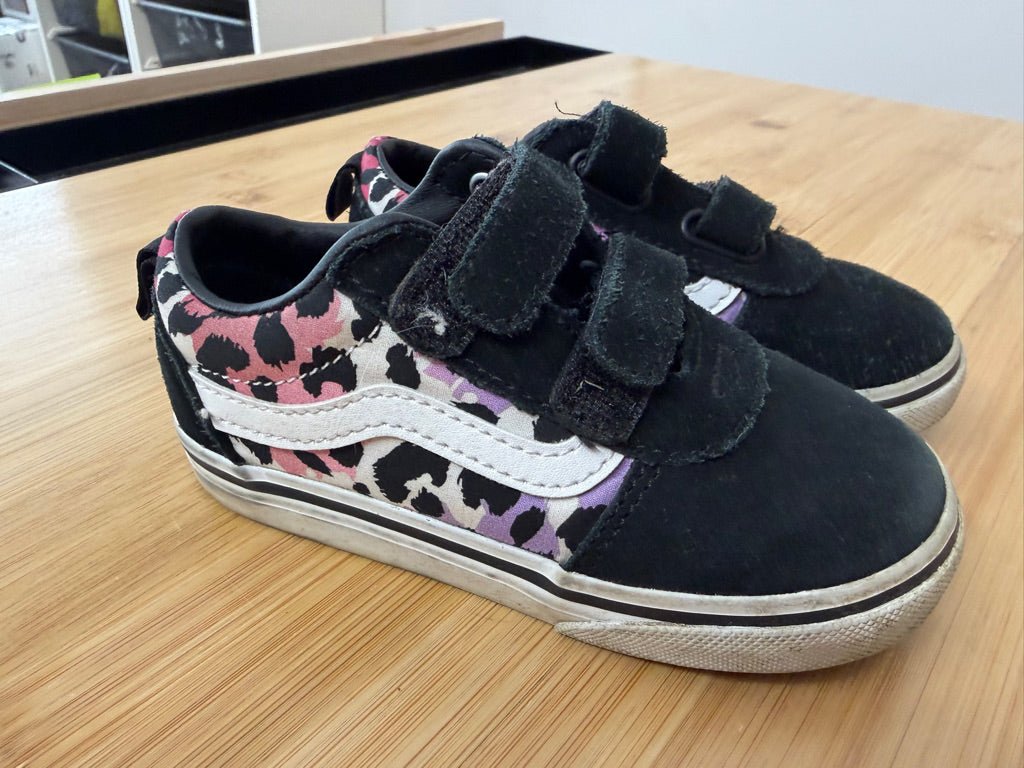 Vans Velcro Sneakers – 8 | Leopard Print Black Pink & Purple - Nest and Sprout-Consignment