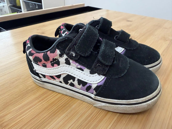 Vans Velcro Sneakers – 8 | Leopard Print Black Pink & Purple - Nest and Sprout-Consignment