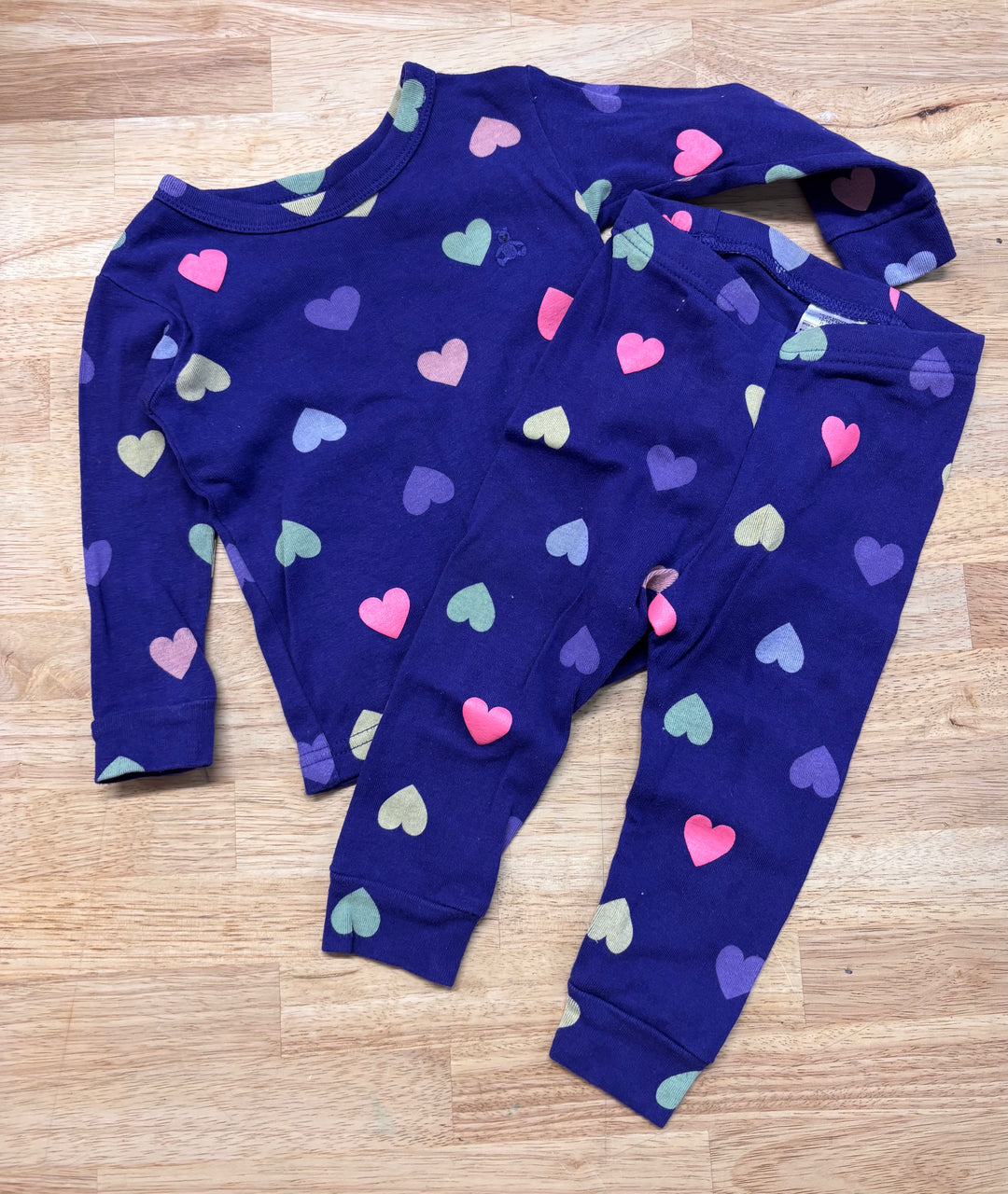 GAP Two-Piece PJ Set – Size 12-18M Blue Heart Print