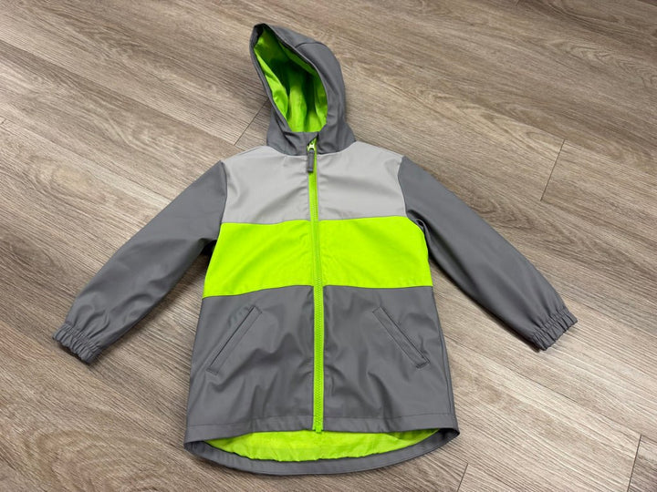 Andy & Evan Two-Part Hardshell Jacket – 4/5Y | Grey & Neon Green Fleece Lined - Nest and Sprout-Consignment