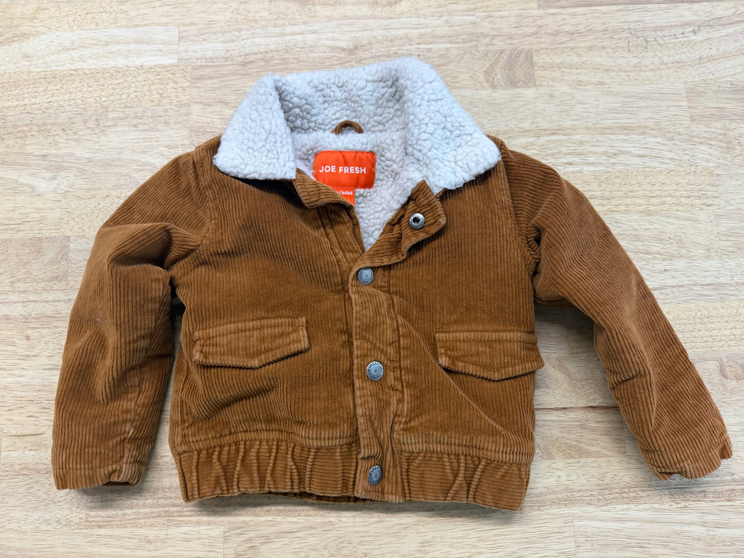Joe Fresh Corduroy Work Jacket – 18–24M | White Sherpa Inner Snap-Up