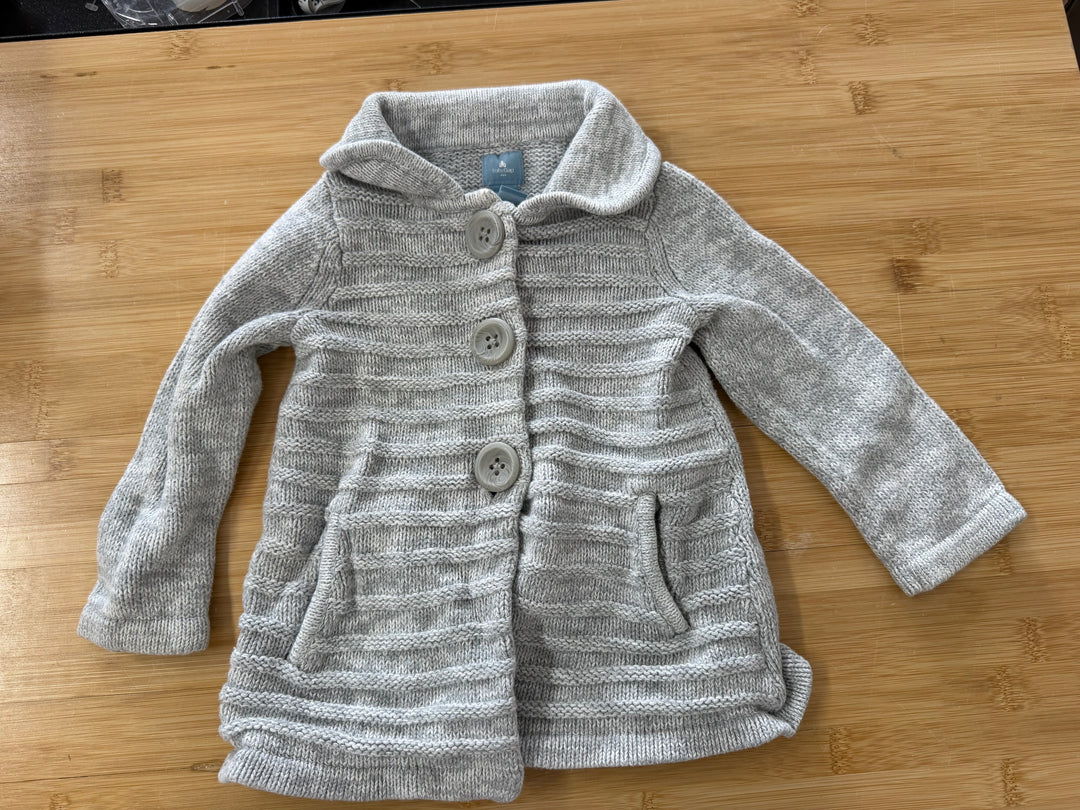 Gap Knit Sweater – 12-18 Months | Light Grey | Collared | Three Buttons